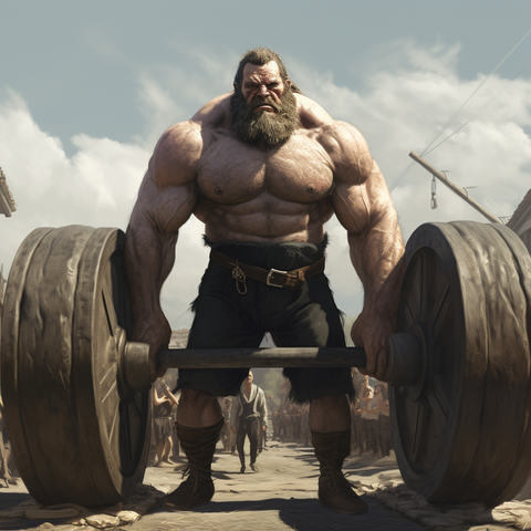 What is the history of axle bars - a vaudville strongman about to lift an axle bar