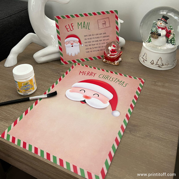 Free Christmas santa handprint print craft art