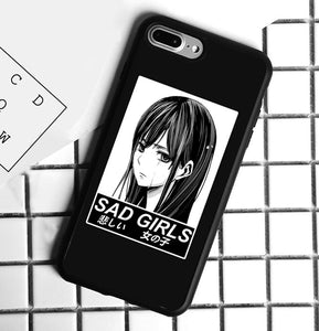 Sad Girls Japanese Anime Aesthetic Case For Iphone