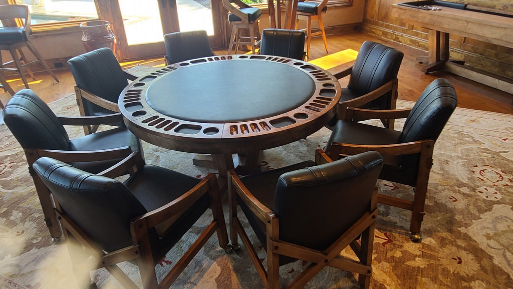 california house petaluma poker table with eight chairs