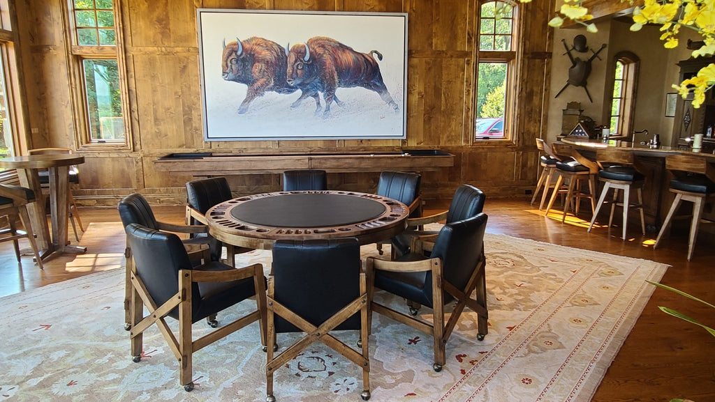 Petaluma poker table and chairs with 14' petaluma shuffleboard