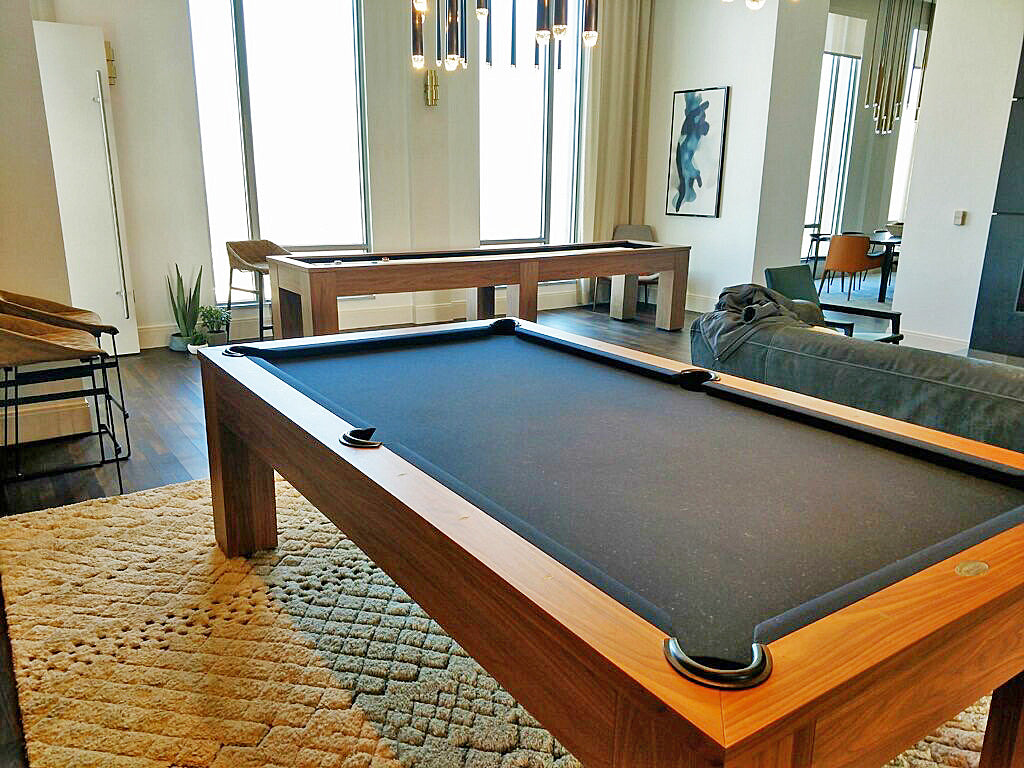 Olhausen Madison pool table and shuffleboard table in walnut