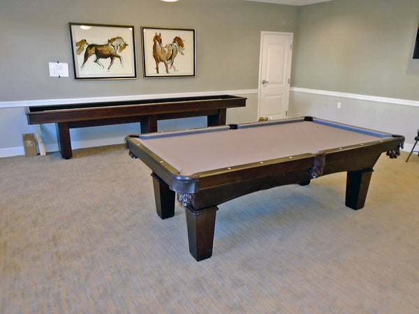 olhausen grace pool table with matching york shuffleboard table
