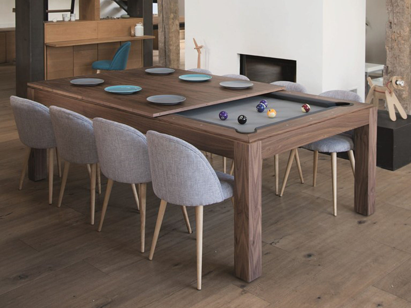 kitchen table with pool table