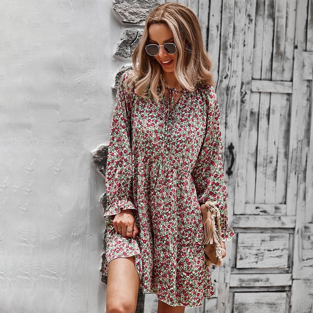 Bohemian Floral Print Chiffon Dresses 👗 Shop Womens Dresses – Hopikas