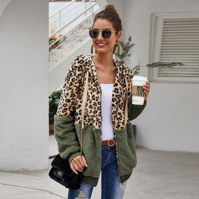 Leopard Faux Fur Hoodie 👗 Coats and Jackets – Hopikas