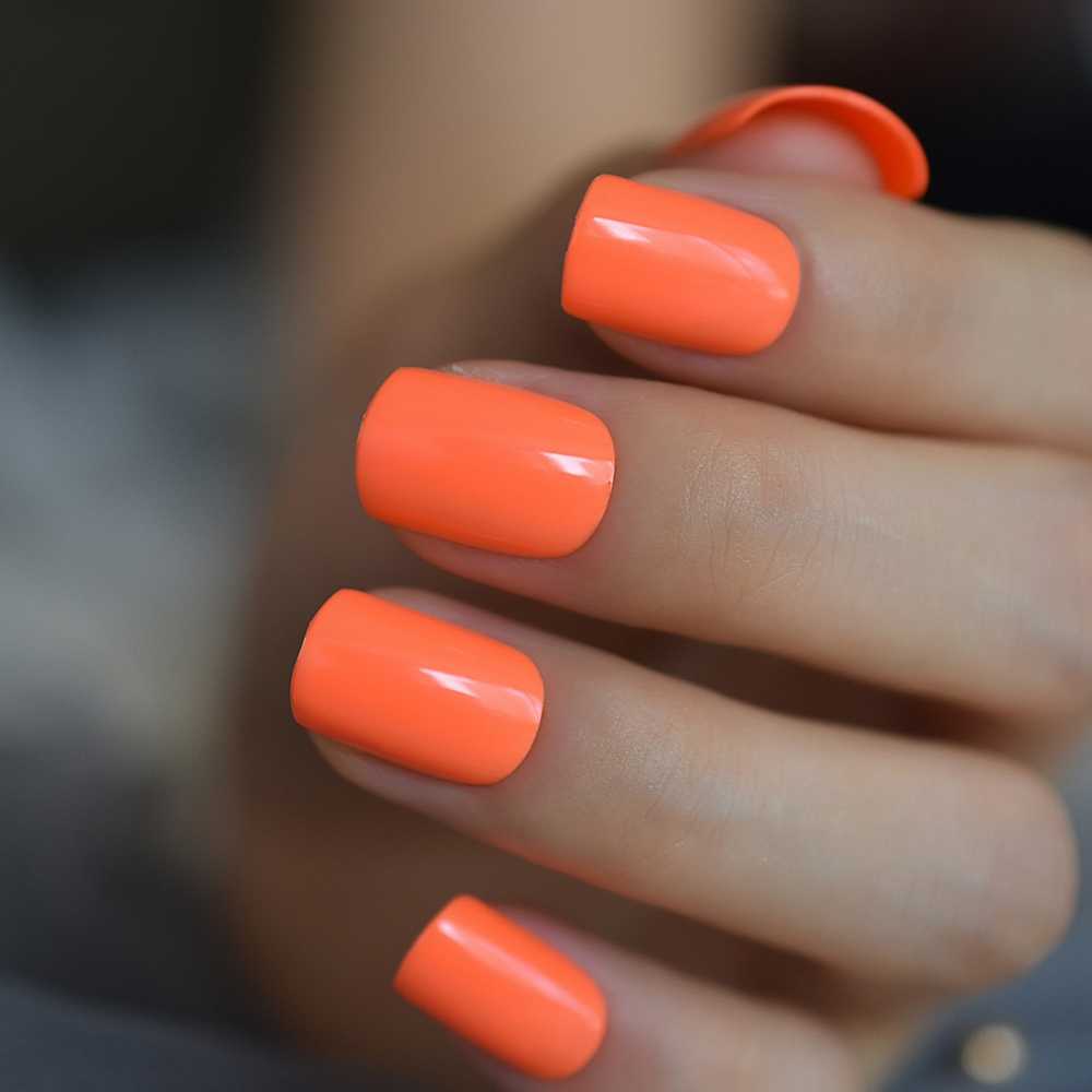 Fluorescent Orange Short Square Empressnails