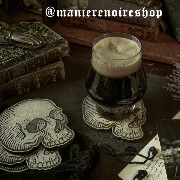 wooden skull coaster set lasercut