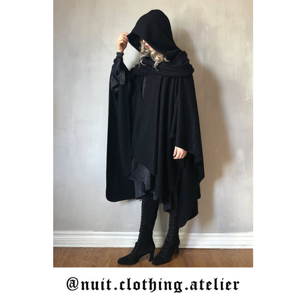 Nuit clothing mythic cape in boiled wool handmade