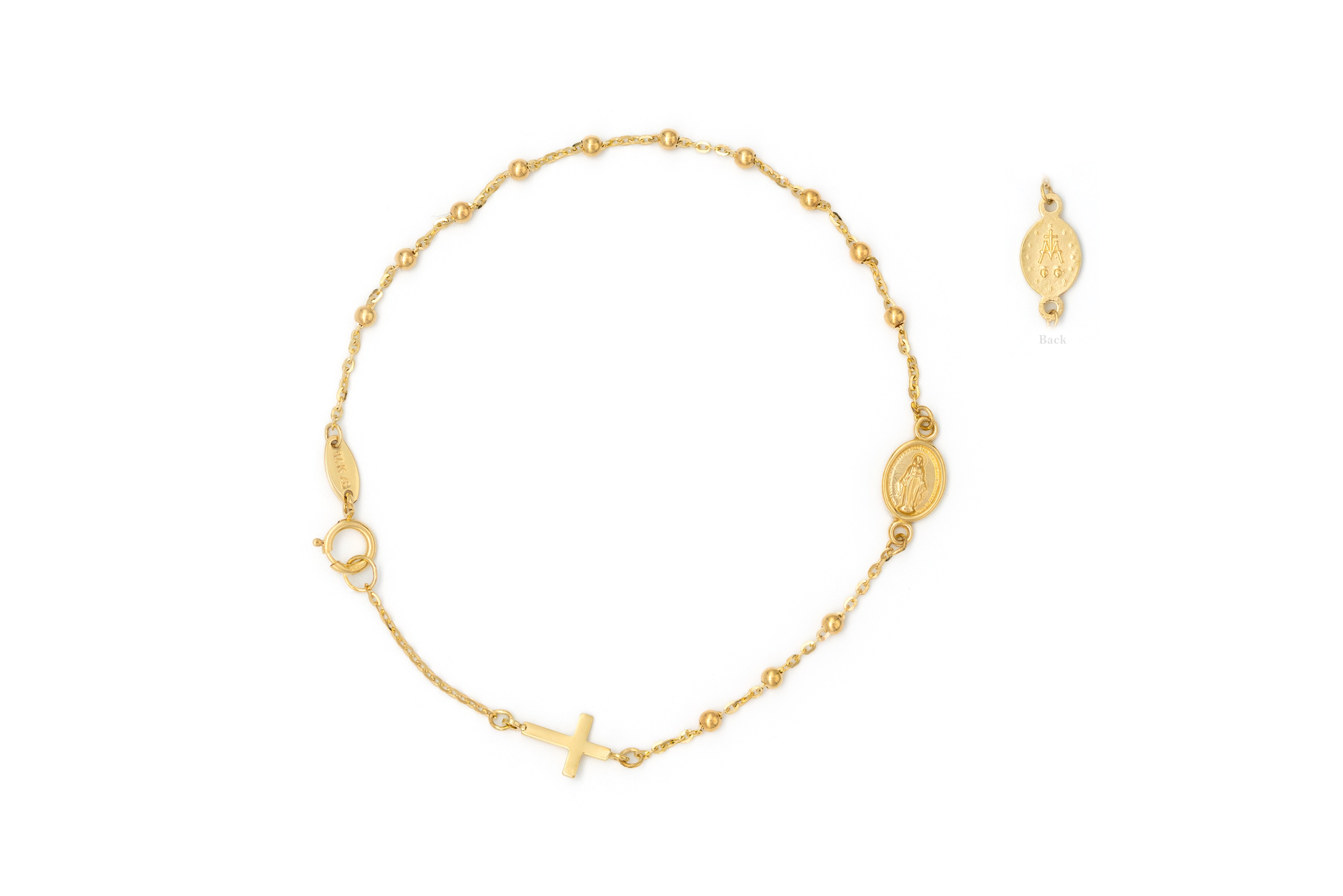 Women's Rosario 14k Gold On Silver Adjustable Cross Rosary Beads Bracelet –  Urban Fashion Jewelry