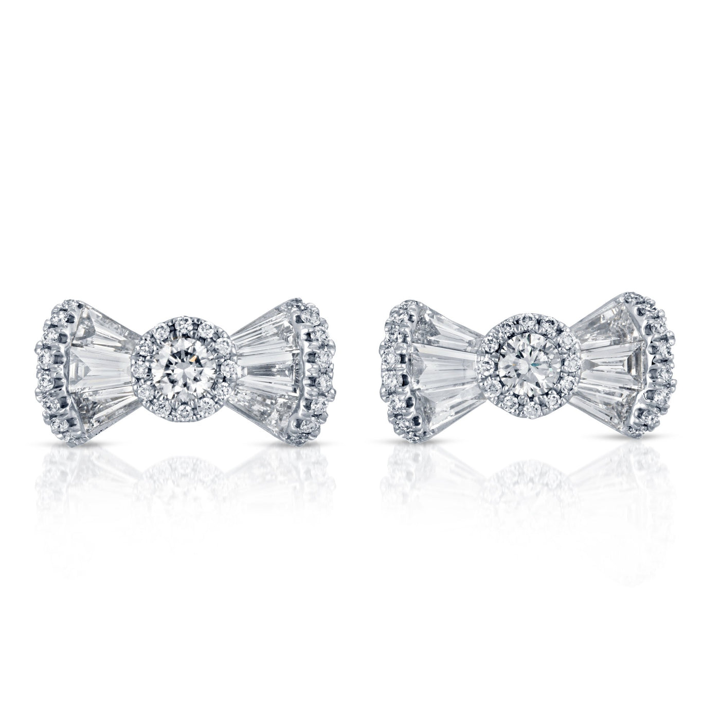 diamond bow earrings white gold