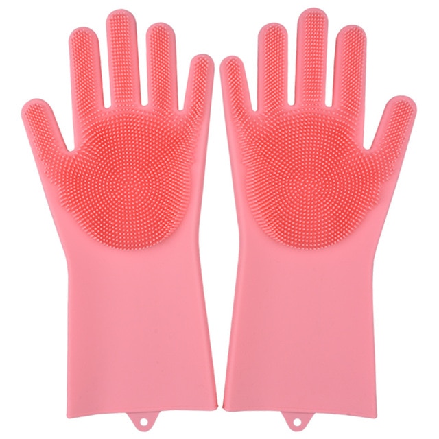 pink dish gloves