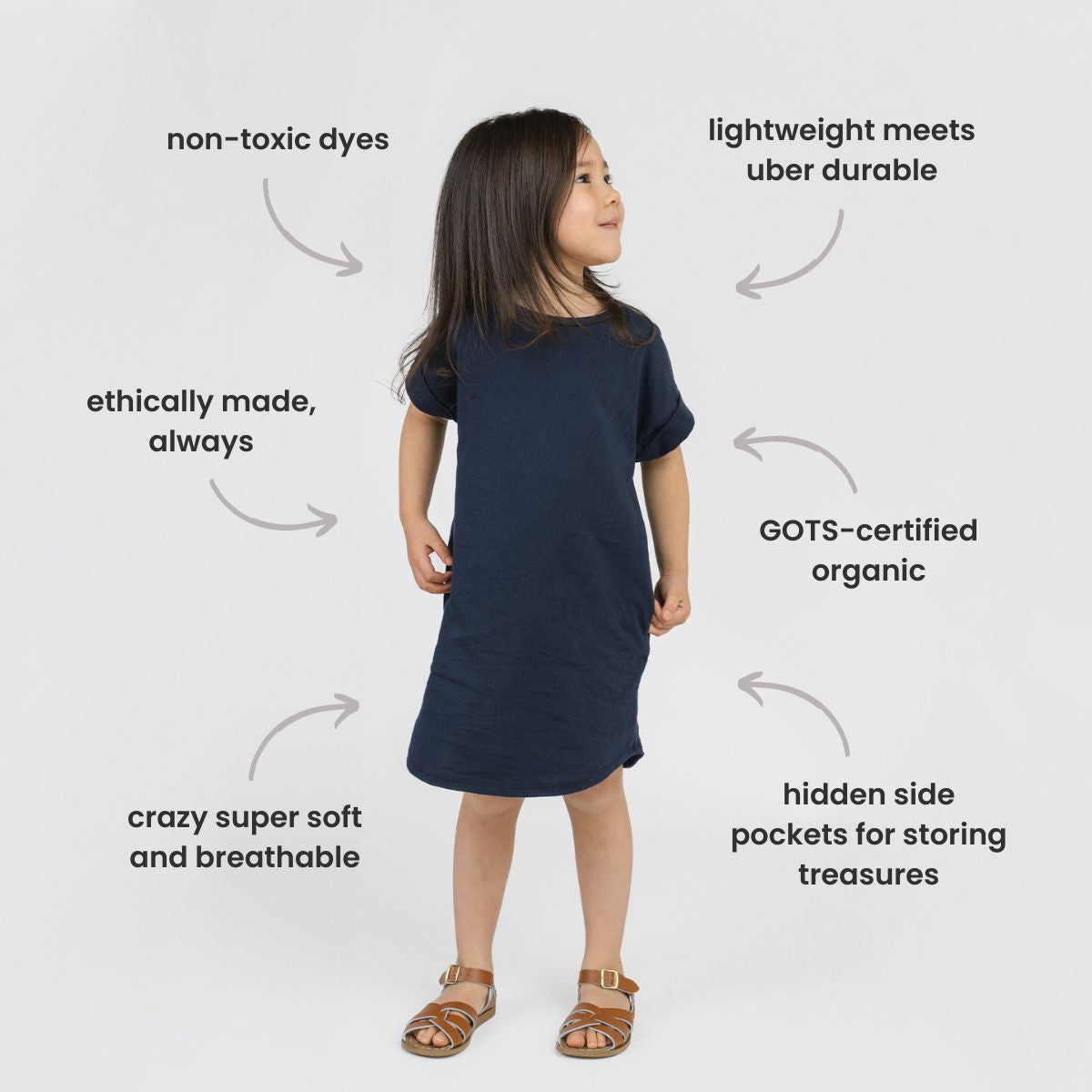 Cloud Rolled Sleeve Dress | Sustainable Cool Kids Clothes | Dresses