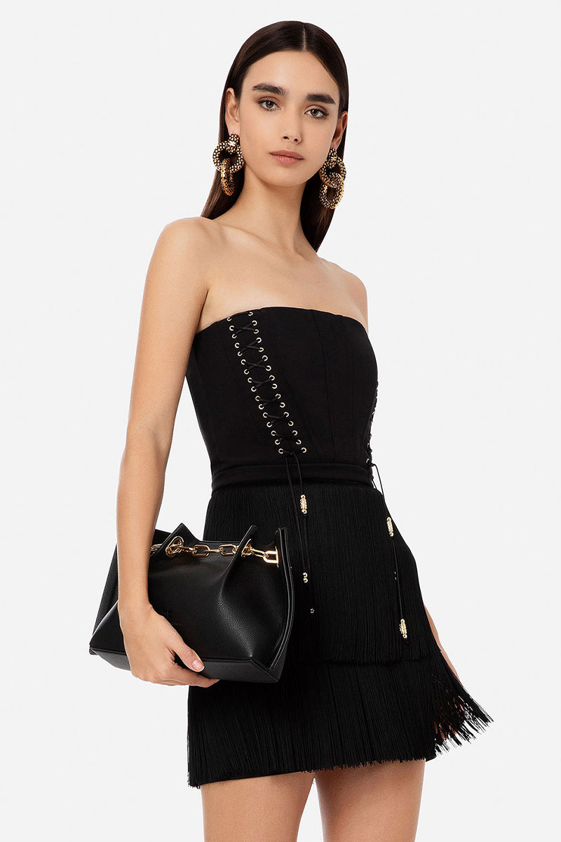 Jewelclues Brisbane Rhinestones Embellished Mini Dress Black / L