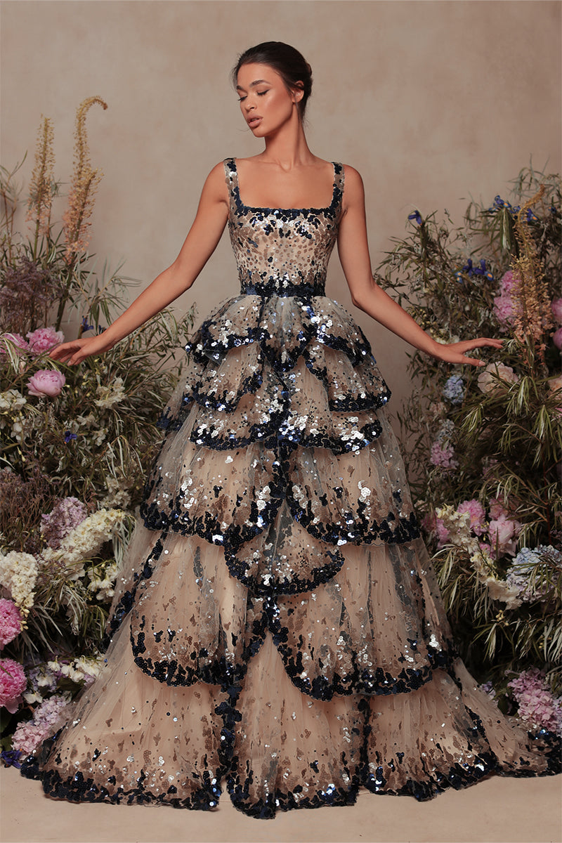 Armina Crystal-Embellished Evening Dress