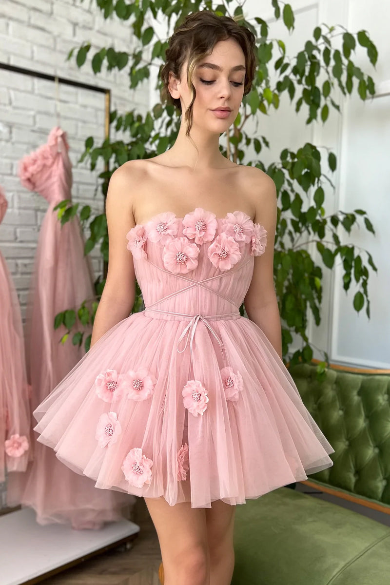 Macaron Strapless Tulle Mini Dress