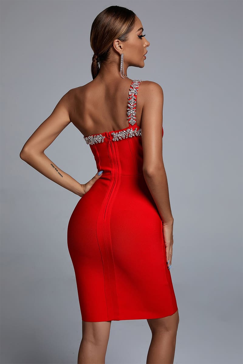 Color_Red | Spread Your Shine Rhinestone Bodycon Mini Dress | Jewelclues
