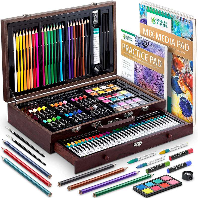 NEW, 34 Piece NORBERG & LINDEN XL Drawing Set w/ Sketch Pad