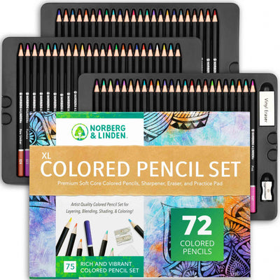 Premium 72 Color Pencils, Soft Core Coloring Set, Art Craft Supplies Gift  for Beginners, Adults and Kids, Norberg and Linden