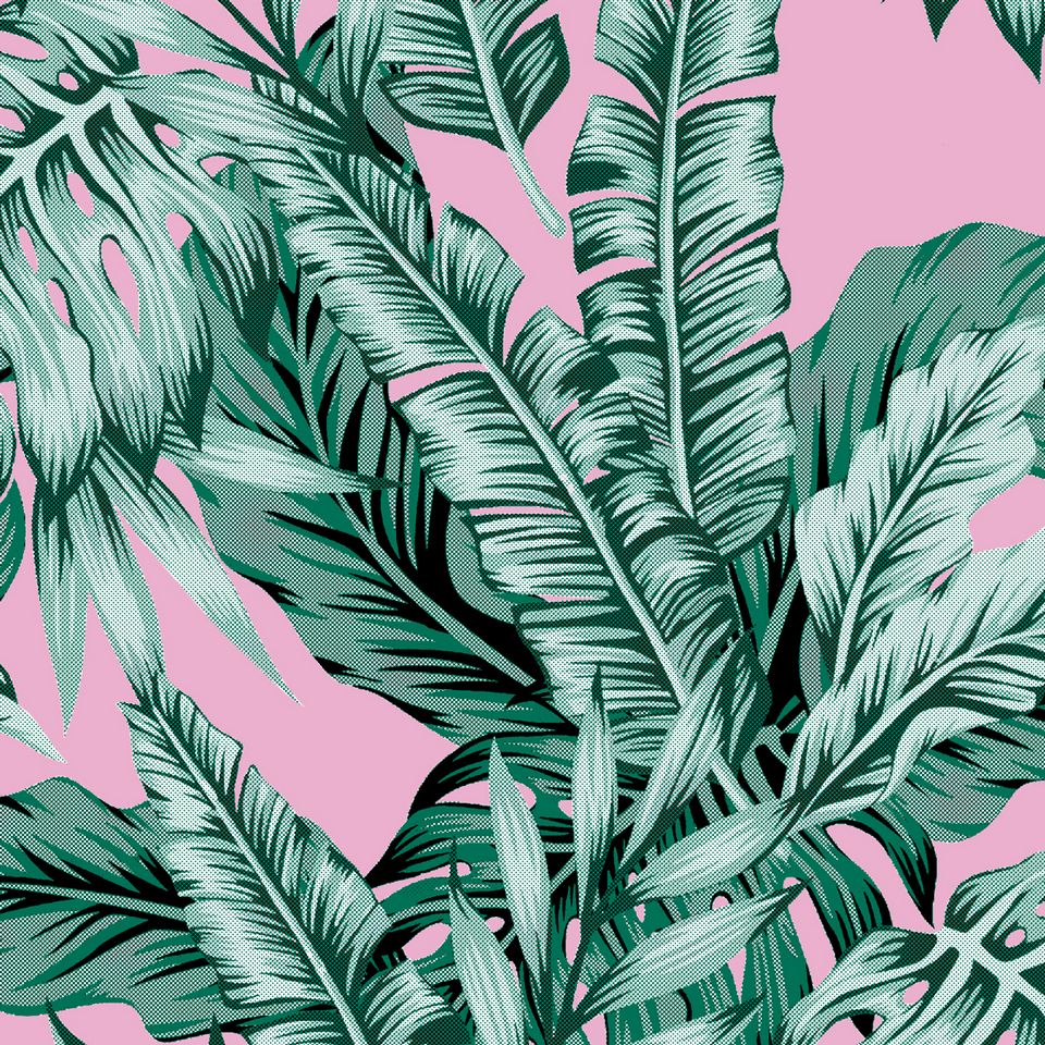 Gypsea Flowy Fit Capri Teal Green Palm Trees Lush Print