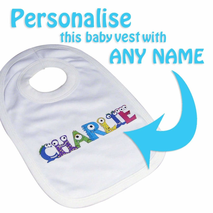 Personalised Monster Alphabet Baby Bib | Give Personalised ...