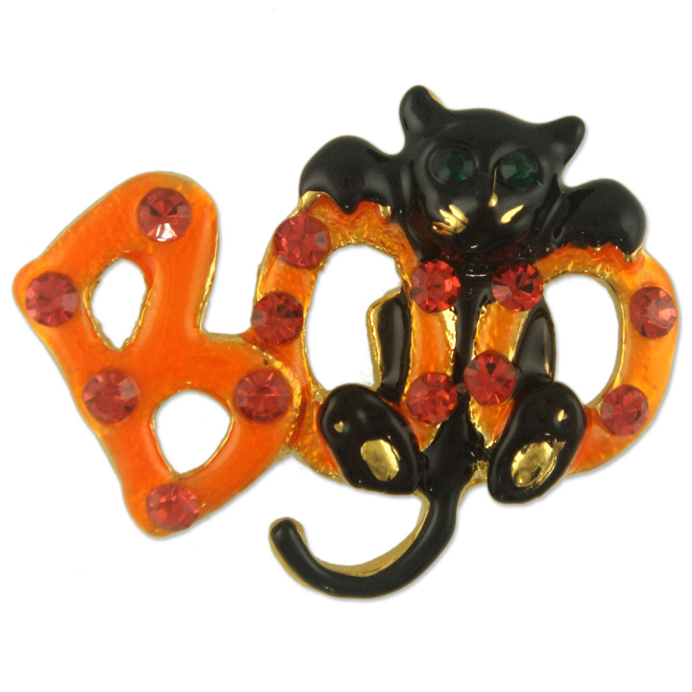 halloween boo black cat brooch