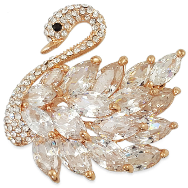 rose gold plated swan brooch