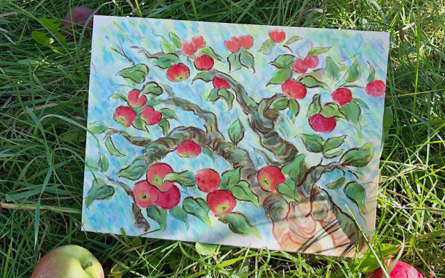 Apple orchard painting