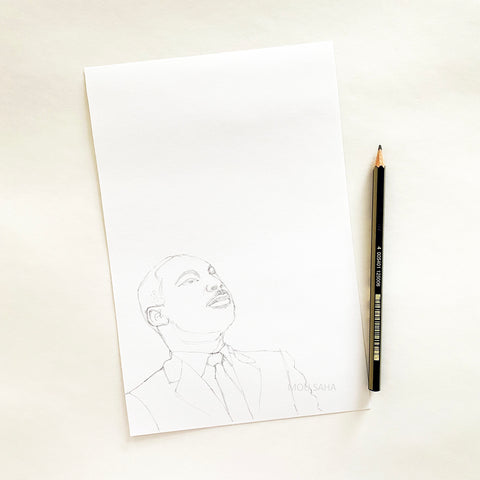 Sketch of Dr. King with Graphite Pencil 