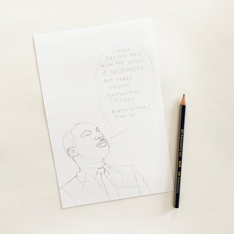 Sketch of Dr. King and a Graphite Pencil