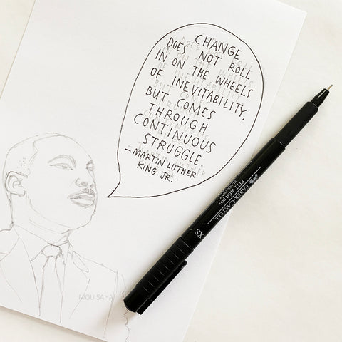 Sketch of Dr. King and a Pitt Artist Pen