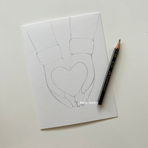 Graphite pencil with a heart sketch