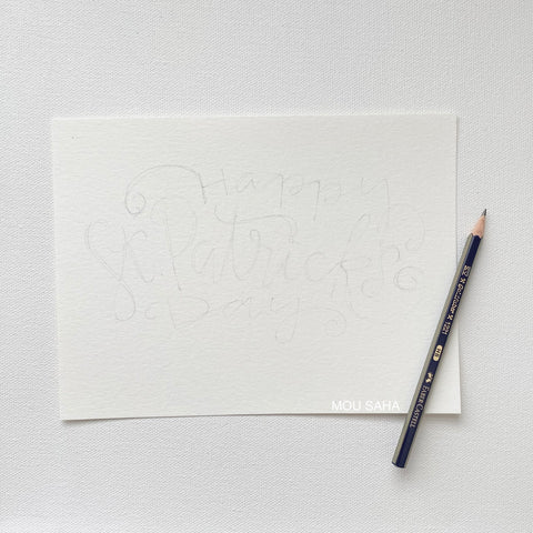 St. Patrick's Day lettering with graphite pencil