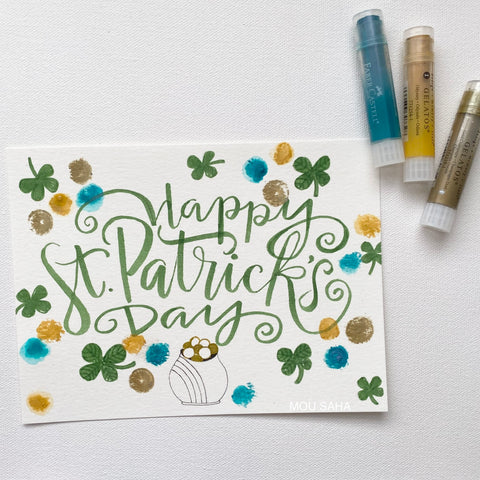 St. Patrick's Day hand lettering with Gelatos