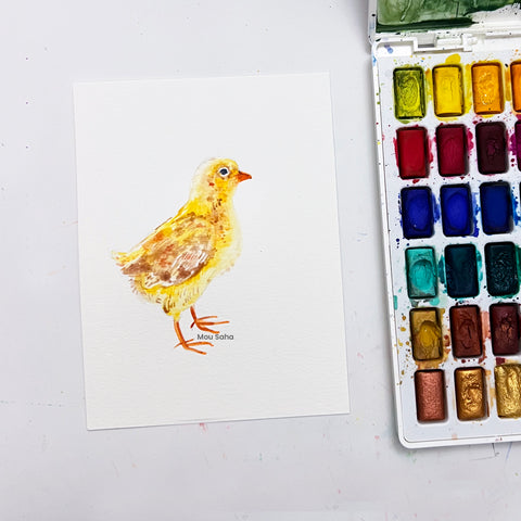 Watercolor painting of a chick