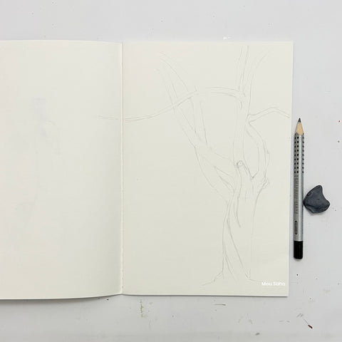 Sketch of a tree with a graphite pencil