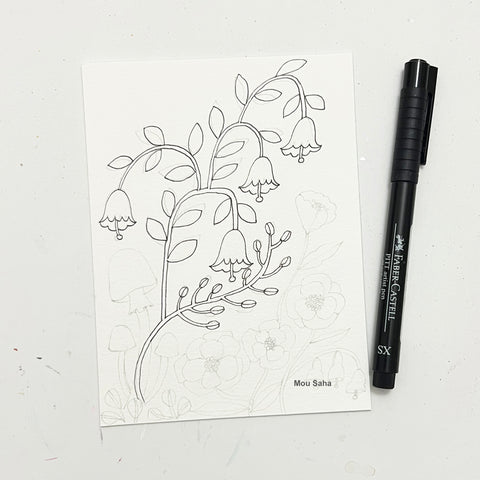A flower drawing with a Pitt Artist Pen
