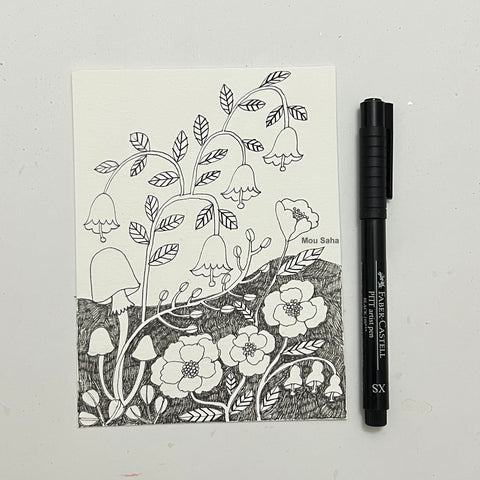 A flower illustration with a Pitt Artist Pen