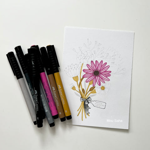 Flower drawing and Pitt Artist Pens