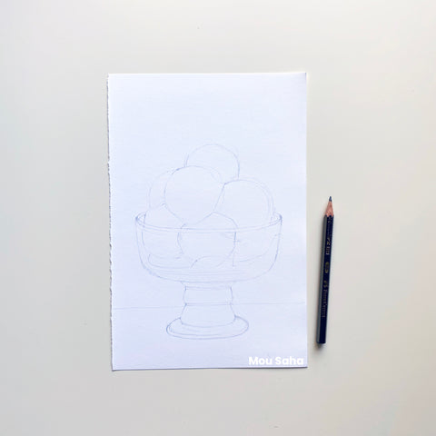 Sketch of ice cream with a graphite pencil