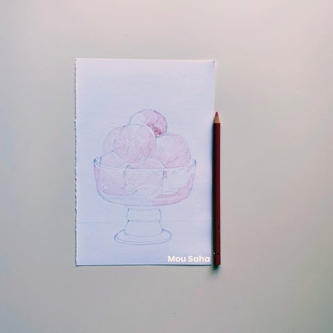 Sketch of ice cream with a Polychromos Color Pencil