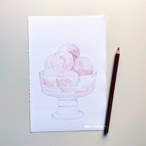 Ice cream sketch with Polychromos Color Pencil