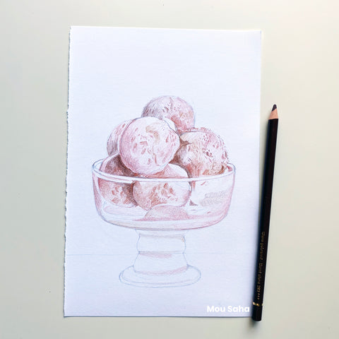 Ice cream sketch with a Polychromos Color Pencil