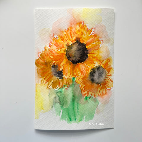 Watercolor sunflowers 
