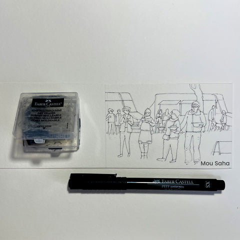 Sketch of people with Pitt Artist Pen and Kneadable Art Eraser