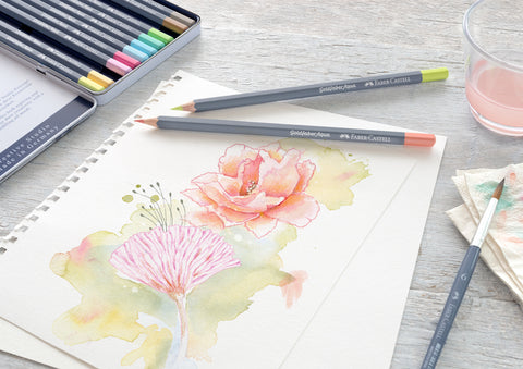 Goldfaber Aqua Watercolor Pencils and flower art
