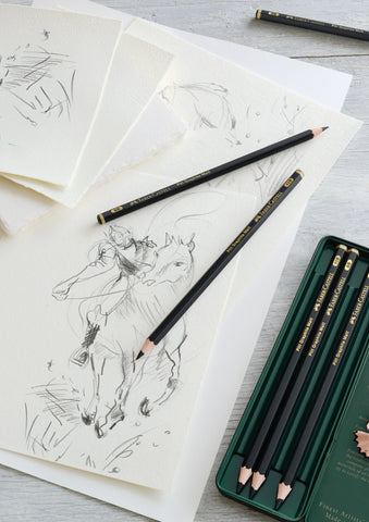 Pitt Graphite Matte pencils and sketch of horse