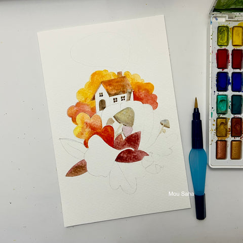 Watercolor scene with Watercolor Pan 