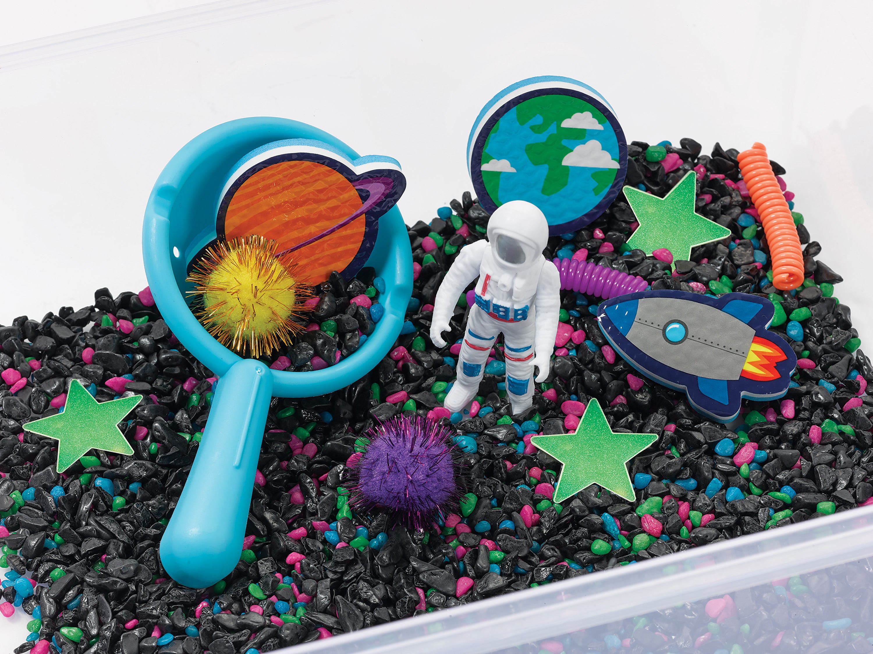 Outer space sensory bin