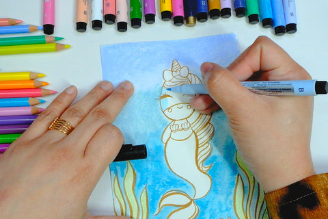 Unicorn mermaid with Pitt Artist Pen